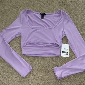 Lavender long sleeve crop top